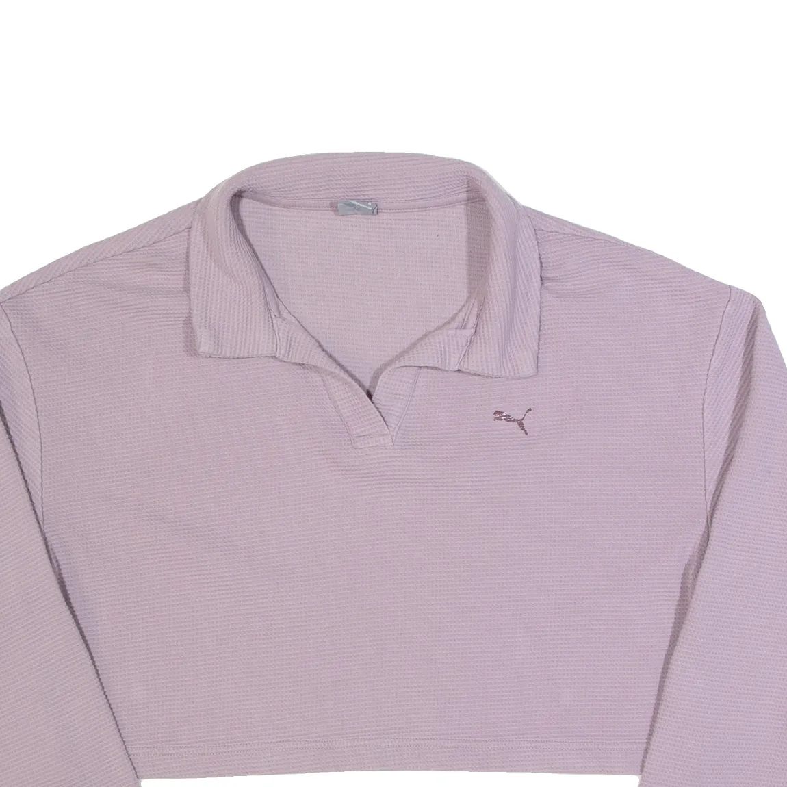 PUMA Cropped Womens Jumper Purple Collared Waffle Knit M