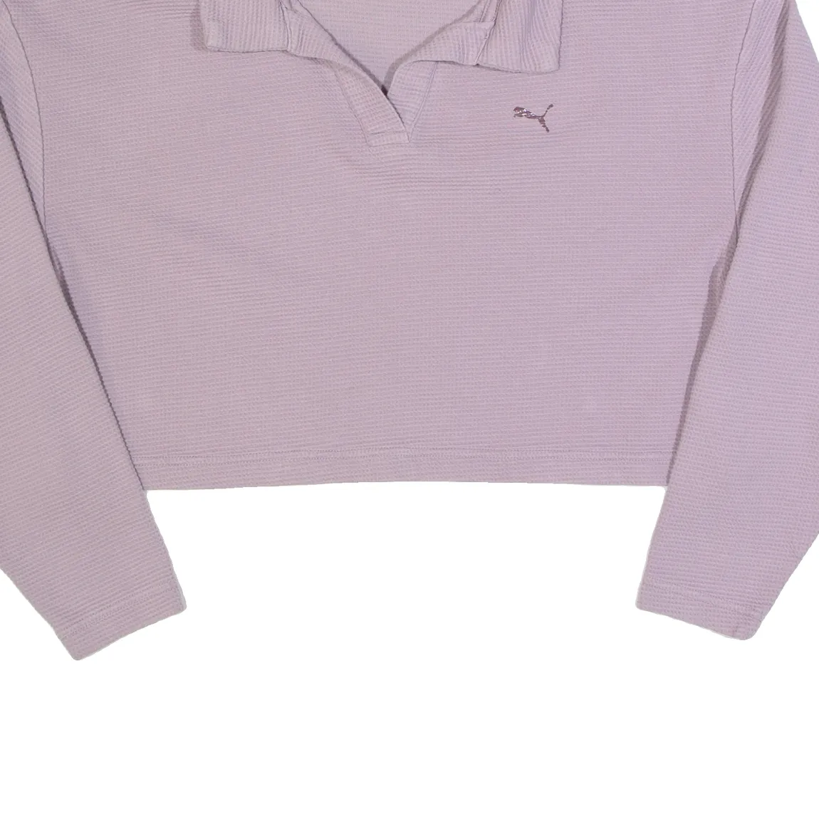 PUMA Cropped Womens Jumper Purple Collared Waffle Knit M