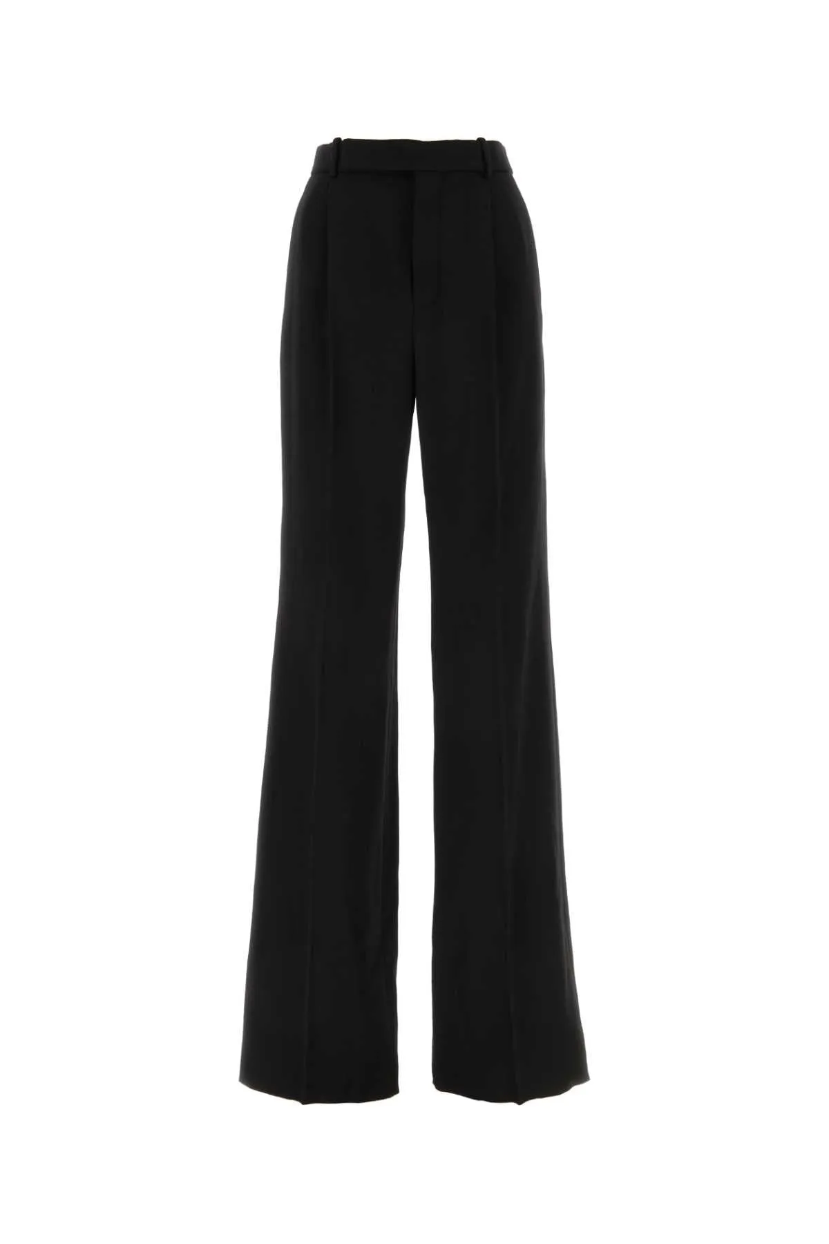 Saint Laurent Black Grain De Poudre Wide Leg Pant